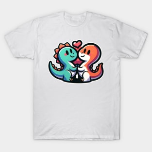 Dinosaur Couple Cartoon T-Shirt